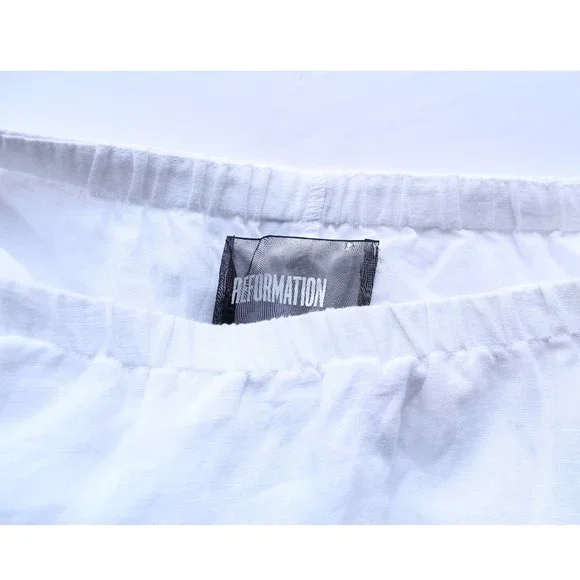 Reformation Dianna Linen Crop Top / Size XS / White Bandeau Flouncy Ruffled - Picture 6 of 7